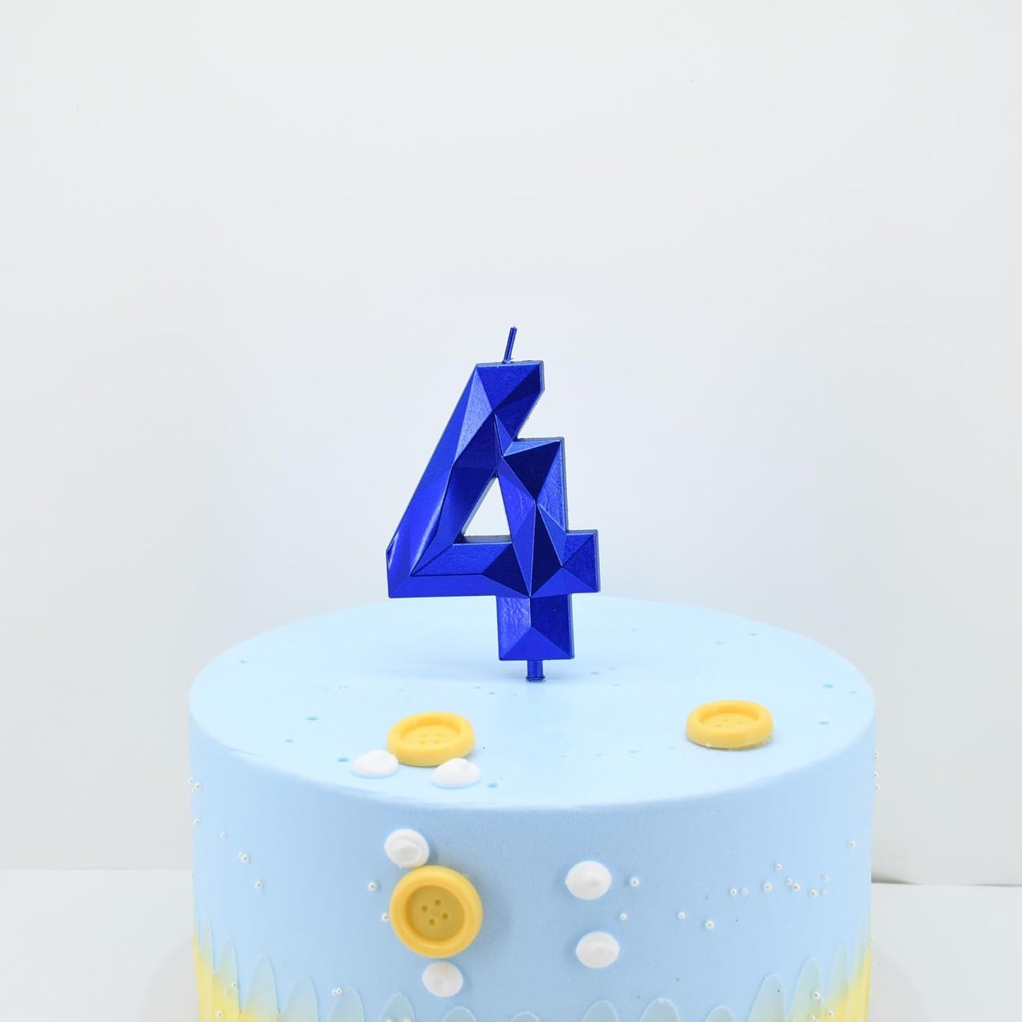 DERVENTA Large Birthday Candle Number 3D Blue 3.7 inch Party Celebration Anniversary Decoration Cake Topper 1 Piece (Number 4 Blue)