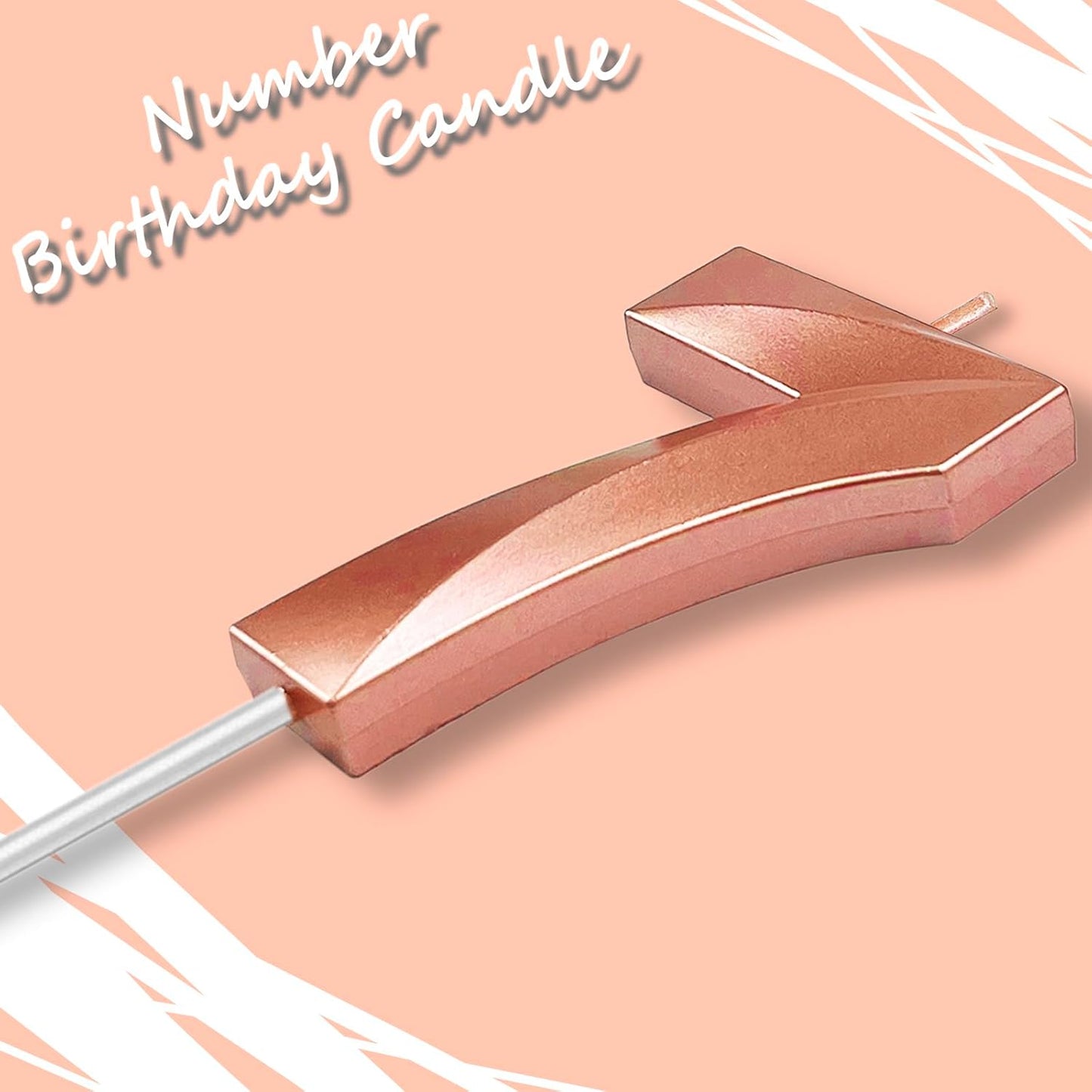 Rose Gold Number 7 Candles, 3D Diamond 2.76 Inch Cake Topper Birthday Candles for Wedding Anniversary Cake Decorations, Happy Birthday Party Decorations