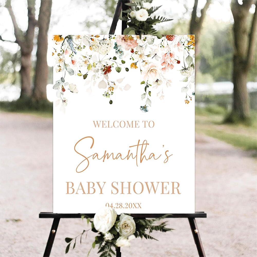 Editable Baby In Bloom Welcome Sign, Baby in Bloom Baby Shower Welcome Sign, Wildflower Baby Shower Sign, Spring Floral Baby Shower Welcome Sign, Personalized Baby Shower Sign #09