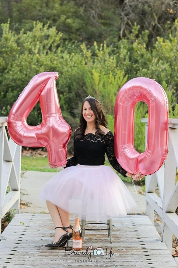 40 Inch Large Numbers Balloon, 4 Pastel Pink Ballon for 4th 14 40 44 Birthday Party, Balloon 4 Number for Graduations Wedding Supplies