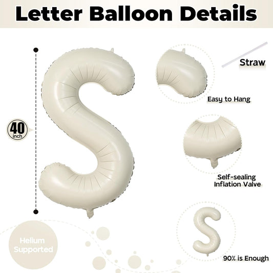 40 Inch Cream BIG SIS Balloons, Large Beige Neutral Big Sis Balloon Letters Sign with Ribbon, Ivory White Sand Baby Girls Balloon for Her Birthday Baby Shower Gender Reveal Party Decoration Supplies
