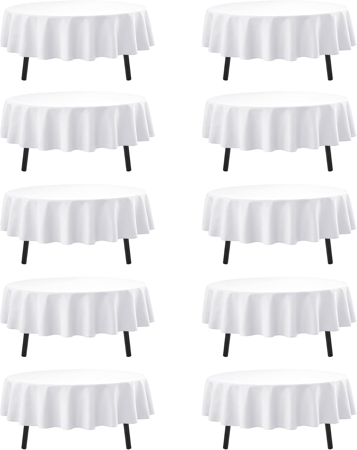 10-Pack White Round Tablecloths, 90 Inches, Stain-Resistant Polyester for 4-5 Ft Round Tables - Washable Table Covers for Weddings, Banquets, Birthday, Parties, Events