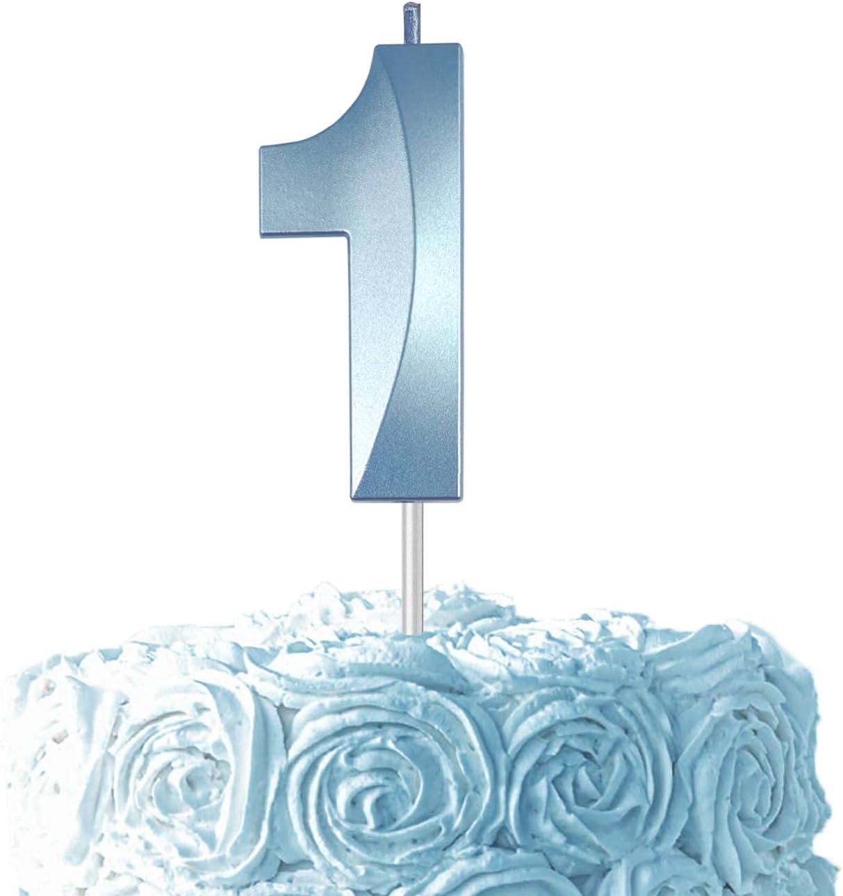 Blue Number 1 Candles, 3D Diamond 2.76 Inch Cake Topper Birthday Candles for Wedding Anniversary Cake Decorations, Happy Birthday Party Decorations