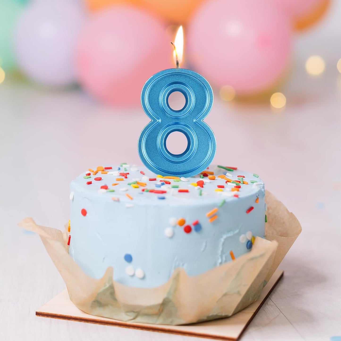 BEAN LIEVE Blue Birthday Candles Number 8, Blue Number Candles, Cake Number Candles for Birthday Parties and Wedding Anniversary Celebrations