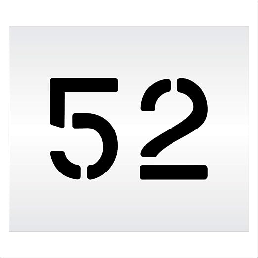 Pavement, Curb, and WheelStop Stencils - 6 inch Double Number Stencil - (52) - 6" x 9" x 1/8" (128 mil) - Pro-Grade