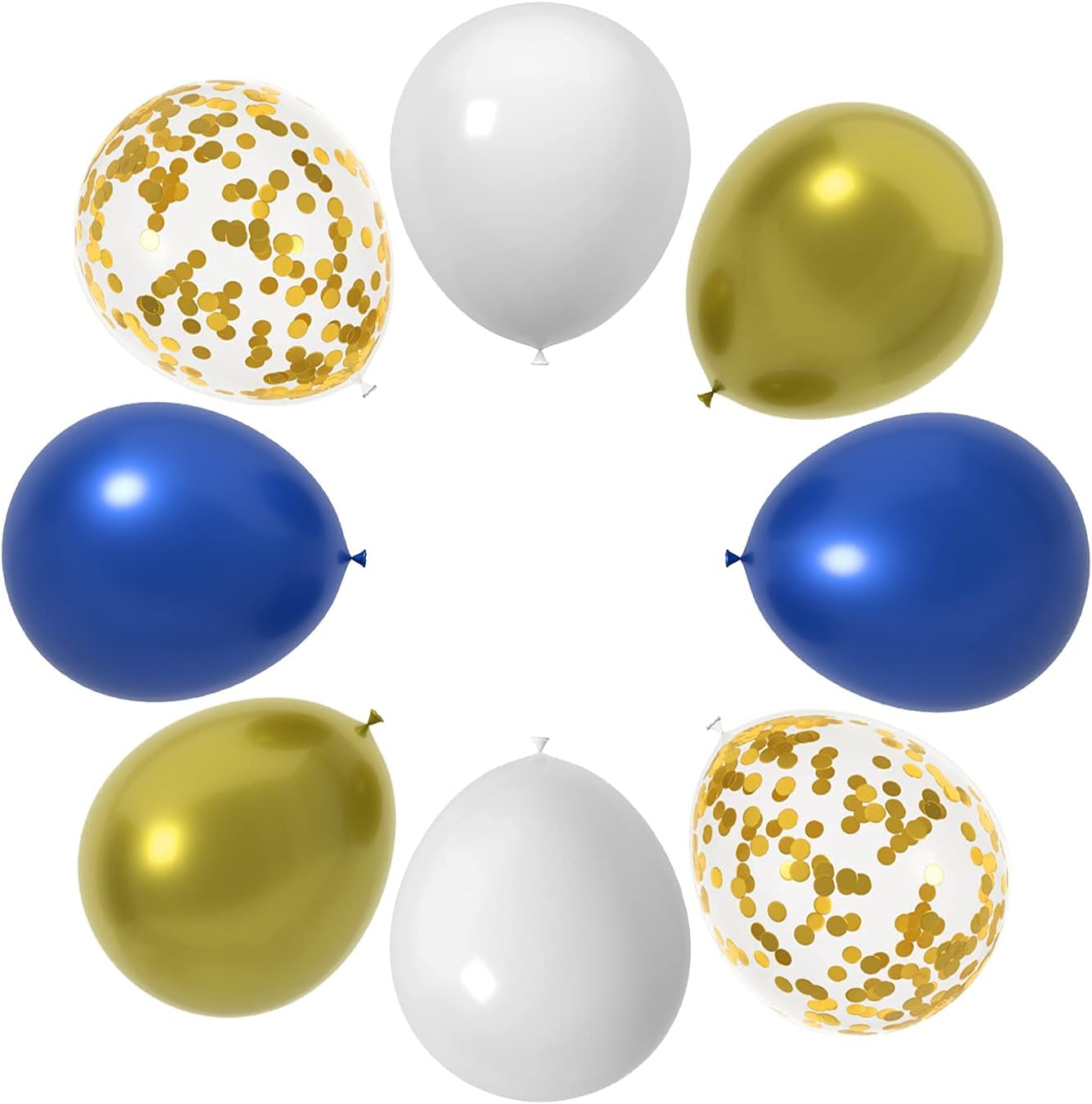 60 Count 12-Inch Navy Blue Gold White Latex Balloons - Graduation Wedding Birthday Decorations, Baby Shower And New Year Party Supplies