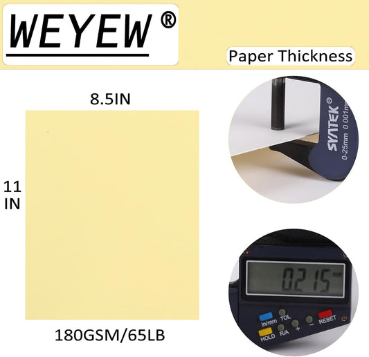 Light Yellow Cardstock 8.5 x 11 Assorted, 40 Sheets, 20 Color Copy Paper, 65 LB/180 GSM for Card Making, Craft, Scrapbooking, Party Decors, Kids School Supplies