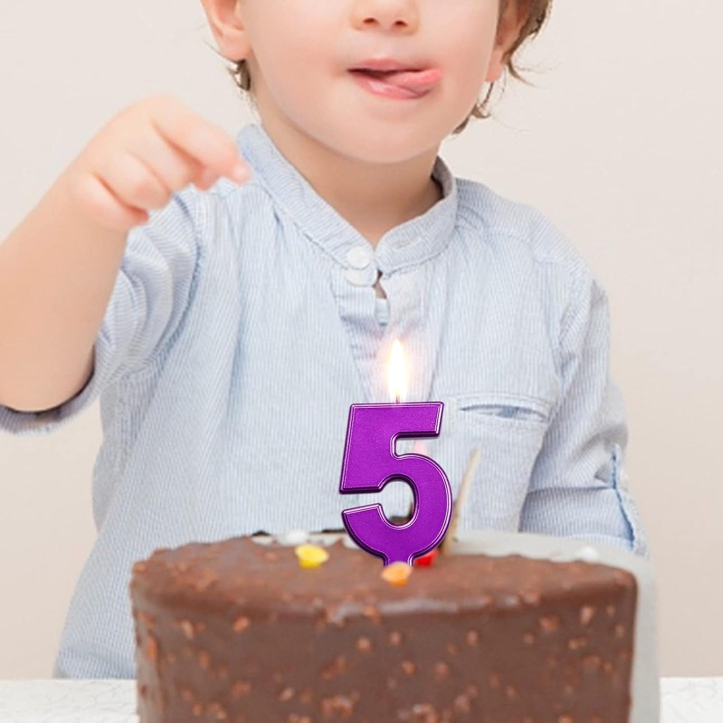 DERVENTA Birthday Candles Big Numbers Purple 3.7 inch Party Cake Topper 1 Piece (Number 8 Purple)
