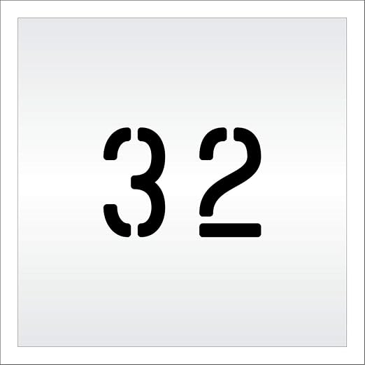 Pavement, Curb, and WheelStop Stencils - 4 inch Double Number Stencil - (32) - 4" x 5.5" x 1/8" (128 mil) - Pro-Grade