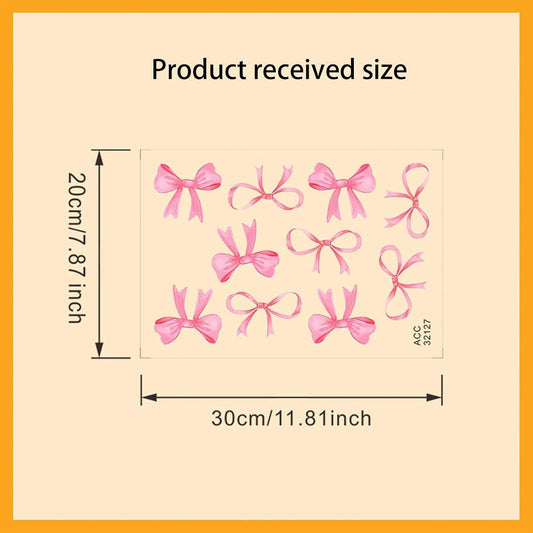 8Sheet/80pcs Pink Bowtie Wall Stickers and Decals for Bedroom and Bathroom Bow Room and Wall Decor Coquette Room Decor for Bedroom Bow Sticker