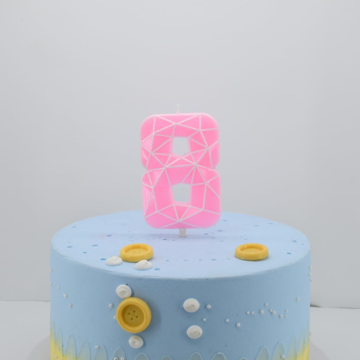 DERVENTA Large Birthday Candle Number 3D Macaron Pink 3.7 inch Party Celebration Anniversary Decoration Cake Topper 1 Piece (Number 8 Macaron Pink)