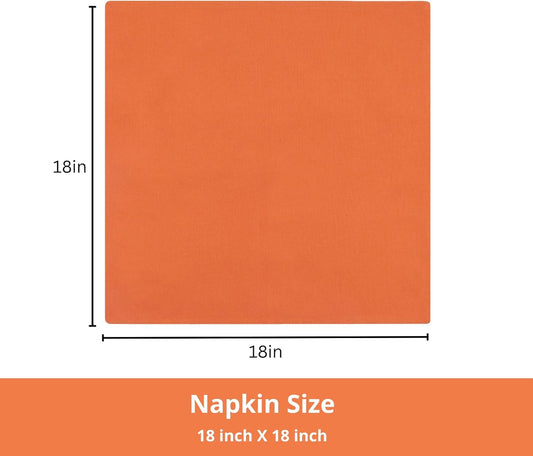 PurpleEssences Set of 12 Cloth Dinner Napkins 100% Cotton 18x18 Inch - Soft Durable Washable - Ideal for Farmhouse Party Fall Thanksgiving - Perfect Everyday Use Table Linen - Orange