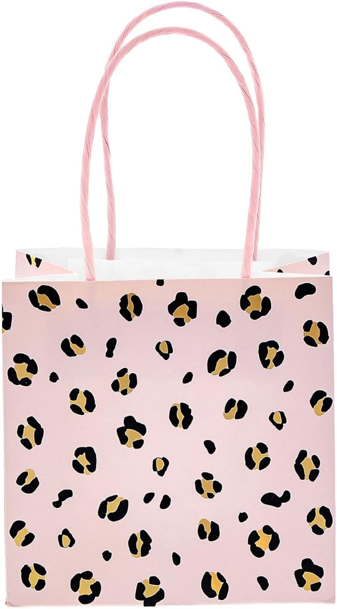 Sparkle and Bash Party Favor Bags with Handles - 12-Pack, 5 x 5 x 3 In, Pink Floral & Animal Assortment - Mini Gift Bags for Jewelry, Candies & Small Favors