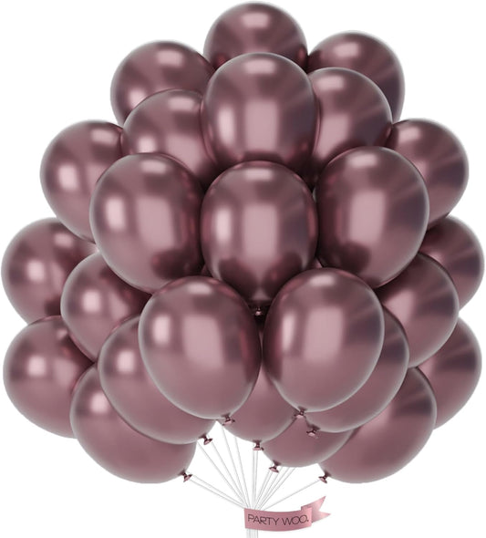 PartyWoo Metallic Brown Balloons 50 pcs 12 Inch Chrome Bronze Copper Latex Helium Balloons for Graduation Baby Shower Gender Reveal Wedding Anniversary Birthday Party Decorations Brown-G133