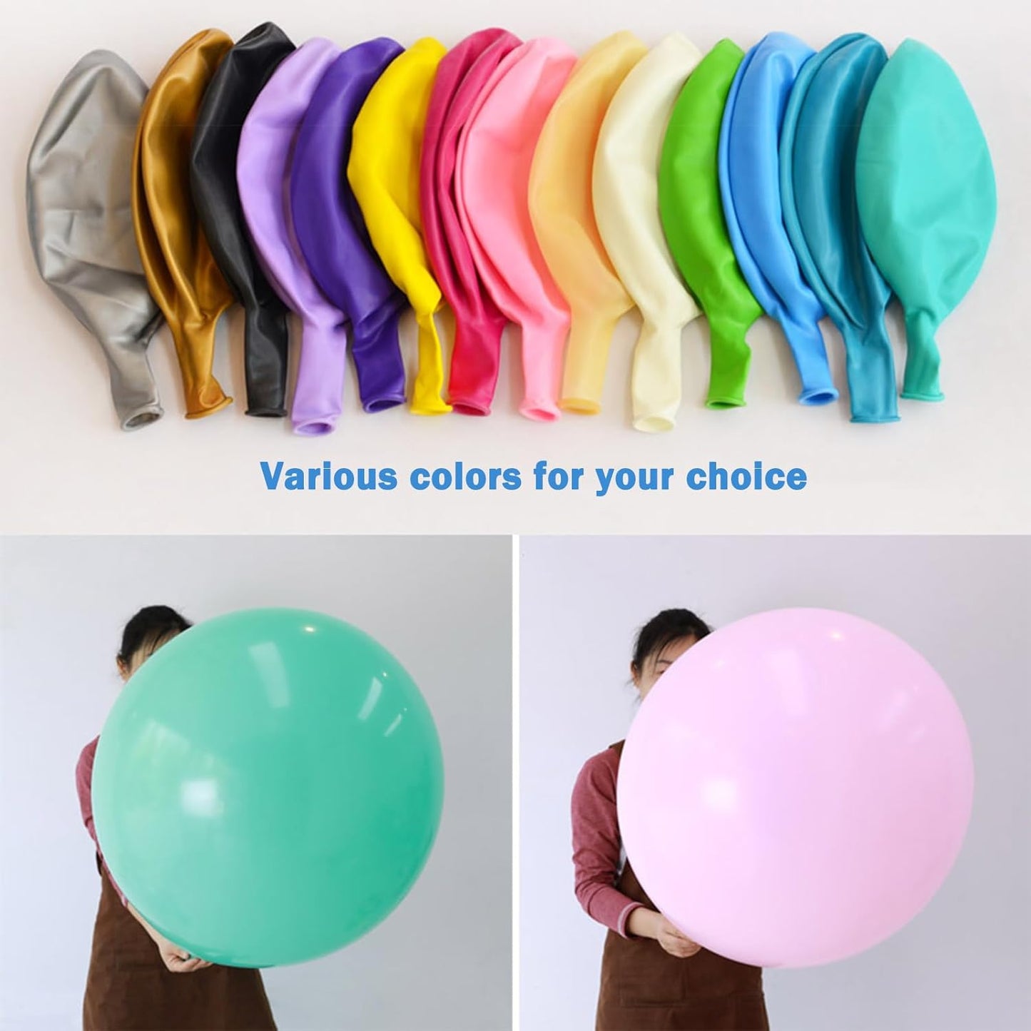 15Pcs 24 Inch Balloons Macaron Pink Giant Round Balloons Large Balloon for Festival, Christmas, Birthday Party Decorations