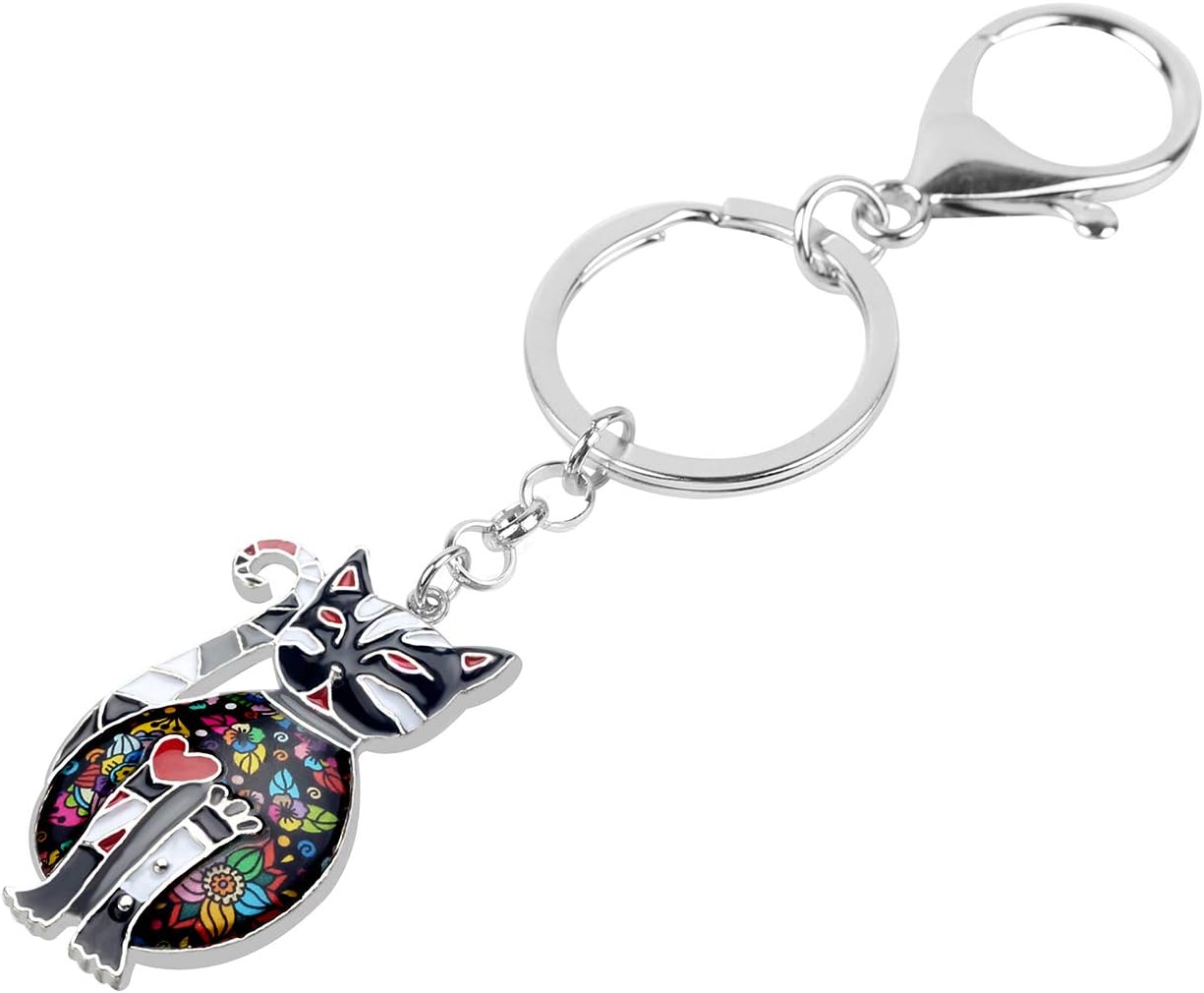 BONSNY Enamel Alloy Chain Cat Key Chains For Women Car Purse Handbag Charms keychains Gifts