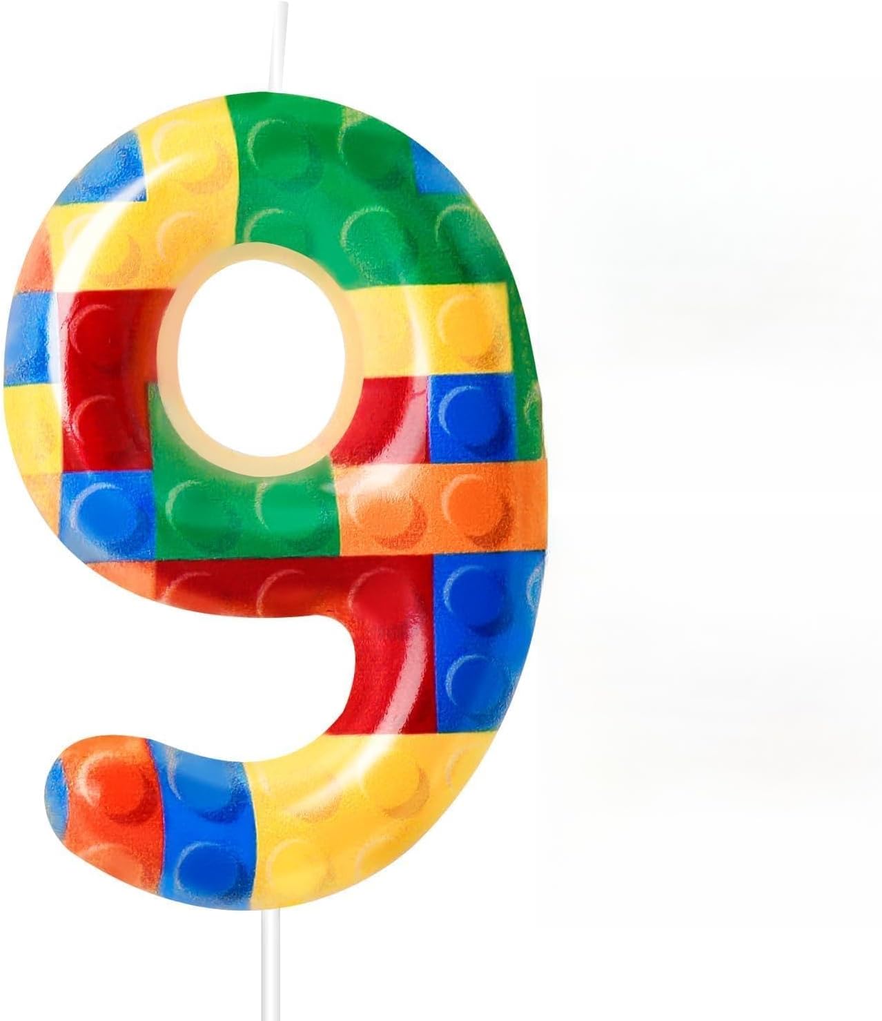 Building Block Themed Birthday Candle Number 9 Candle Birthday Party Decoration Cake Topper for Building Block Party Decoration Theme Parties Supplies (Number 9)
