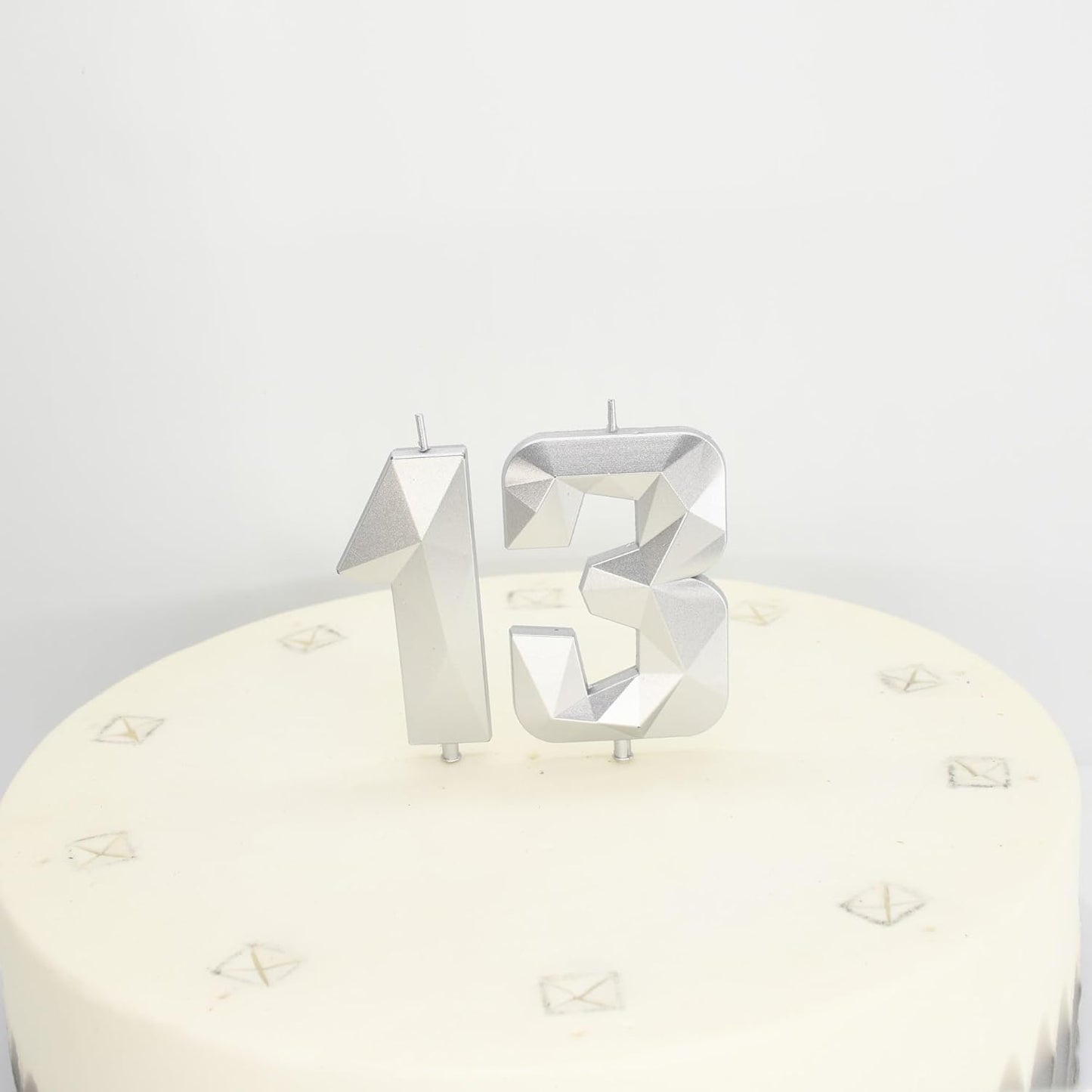 DERVENTA Birthday Candle Big Number 3D Silver 3.7 inch Party Celebration Anniversary Decoration Cake Topper 1 Piece (Number 13 Silver)