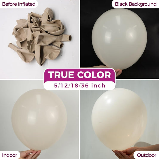 Bezente White Sand Giant Balloons 36 Inch - 8 Pack Jumbo Sand White Large Round Cream Latex Balloon for Birthday Wedding Bridal Shower Gender Reveal Party Decoration