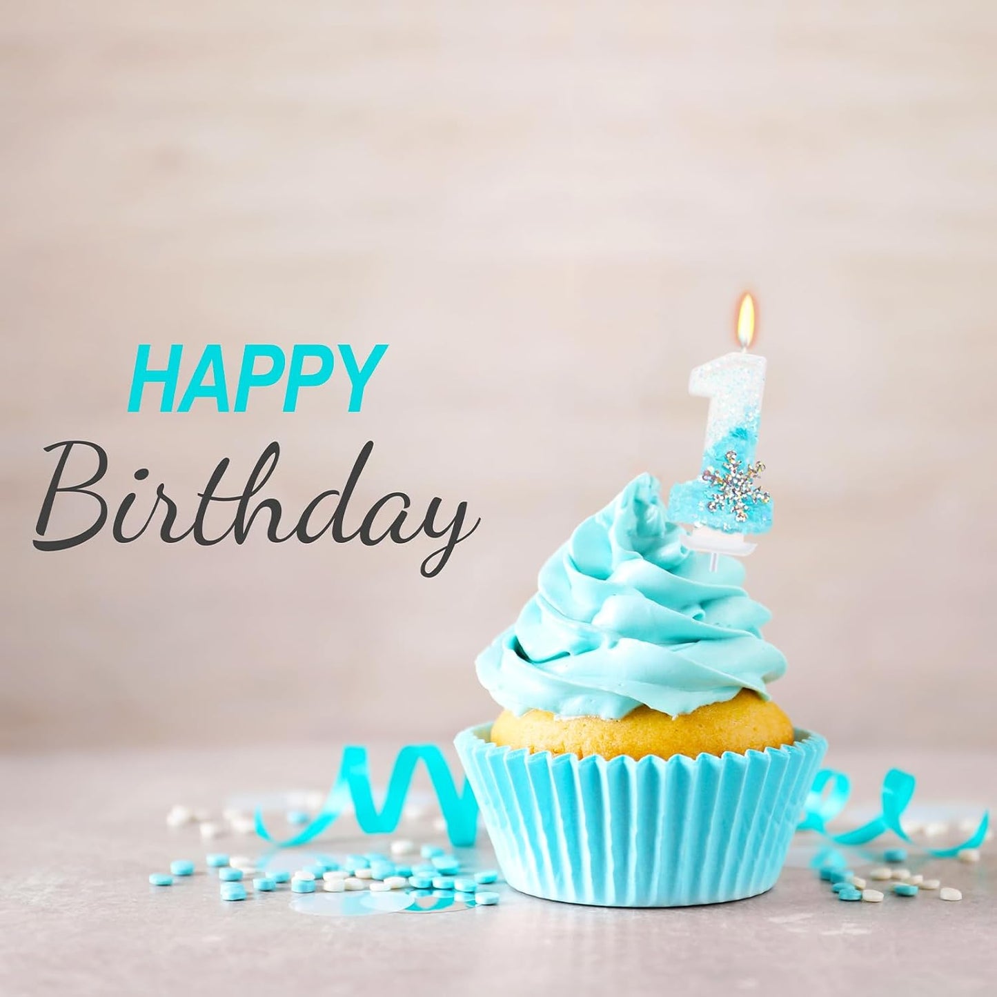 Sky Blue Frozen Themed Birthday Candles, Birthday Candles for Party Supplies, 2.76 inch Number 1 Candle Cake Topper Decoration (Number 1)