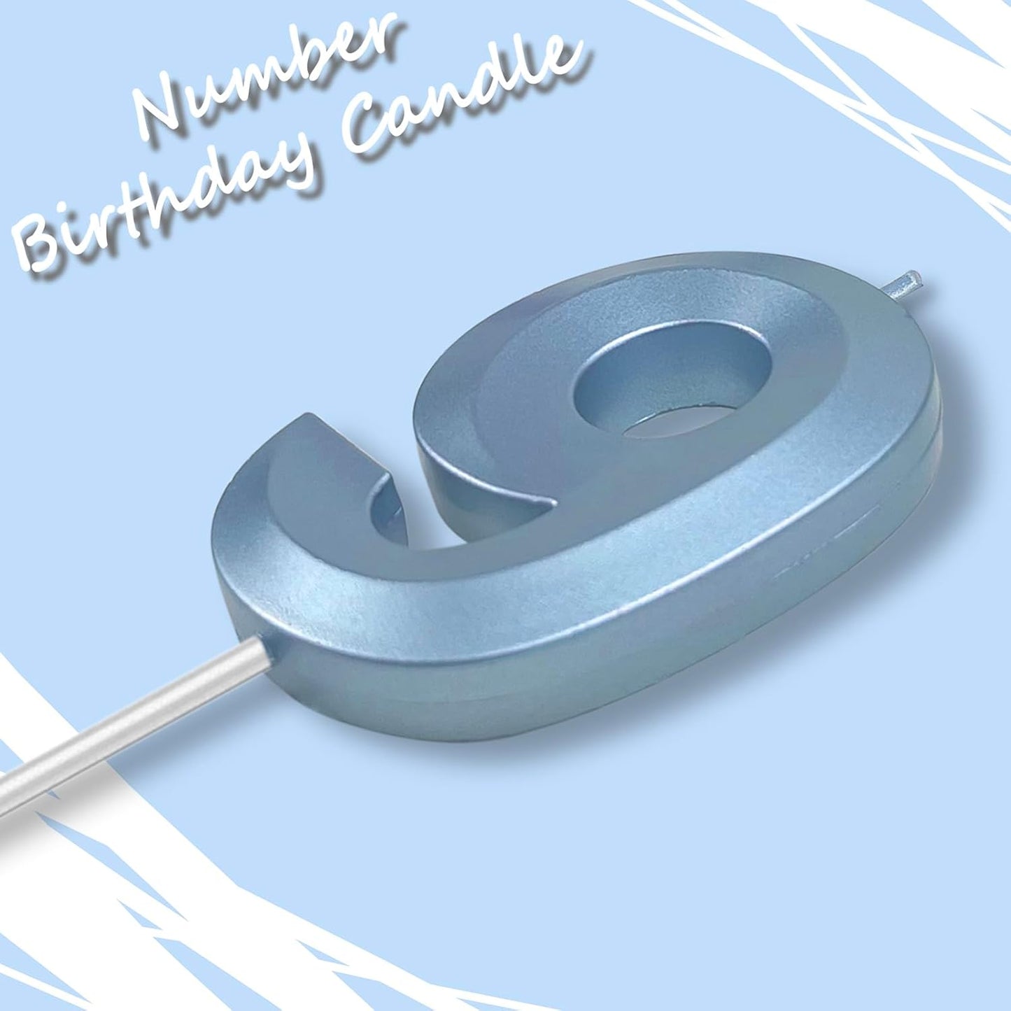 Blue Number 9 Candles, 3D Diamond 2.76 Inch Cake Topper Birthday Candles for Wedding Anniversary Cake Decorations, Happy Birthday Party Decorations