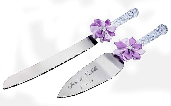GIFTS INFINITY Personalized Wedding Cake Knife and Server Set with Engraving – Cake Cutting Utensil Set, Keepsake Gift for Wedding, Anniversary, Reception, Birthday & Other Occasions (CT-101PUT)
