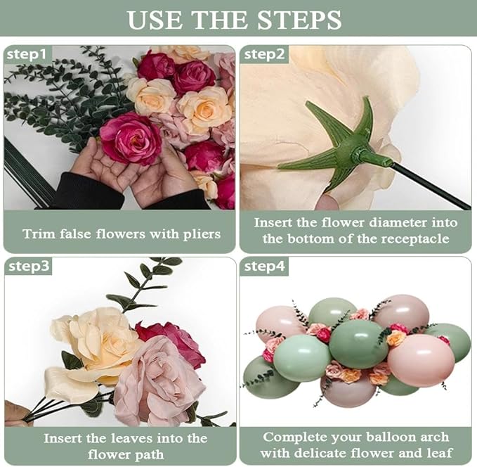 Pink Green Balloon Arch with Artificial Flowers Double Stuffed Dusty Light Pink Sage Green Balloon Garland Kit Eucalyptus Leaves for Baby Bloom Birthday Bridal Shower Wildflower Tea Party Decorations