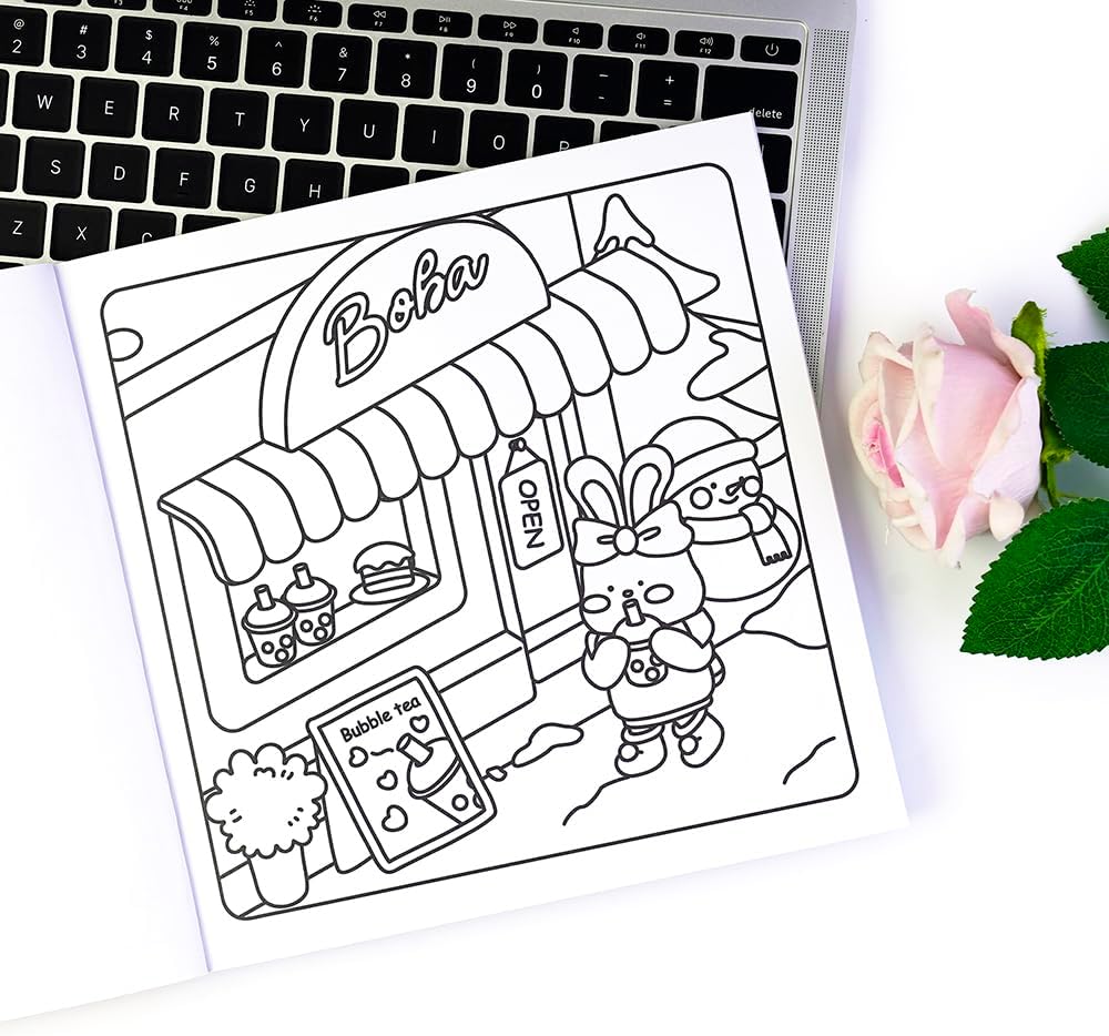 Adorable Coloring Book for Kids Ages 4–8: 40 Unique Single-Sided Pages to Prevent Bleed-Through | Thick Paper for Markers & Crayons | Screen-Free Learning Fun & Family Creative Gift (Comfy Days)