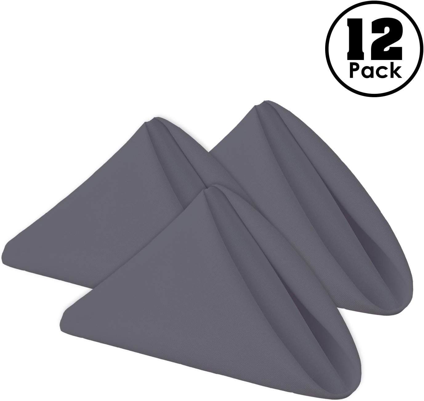 Gee Di Moda Cloth Napkins - 17 x 17 Inch Charcoal Dinner Napkins - Set of 12 Soft & Absorbent Washable Fabric Cloth Table Napkins with Hemmed Edges for Hotel Restaurant, Holiday Parties & Wedding