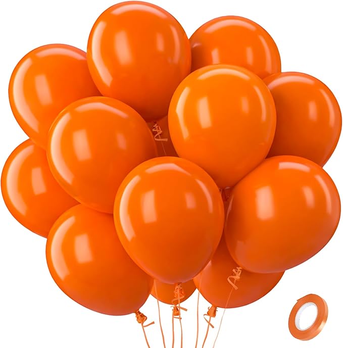Orange Balloons 100 Pack 12 Inch Matte Orange Latex Balloons for Birthday Baby Shower Halloween Christmas Graduation Wedding Anniversary Engagement Bridal Shower Party Decorations