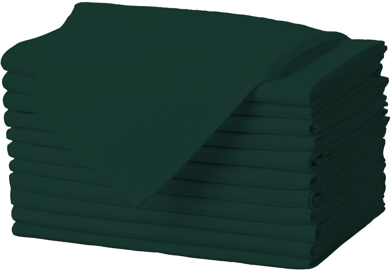Gee Di Moda Cloth Napkins - 17 x 17 Inch Hunter Green Dinner Napkins - Set of 12 Soft & Absorbent Washable Fabric Cloth Table Napkins with Hemmed Edges for Hotel Restaurant, Holiday Parties & Wedding