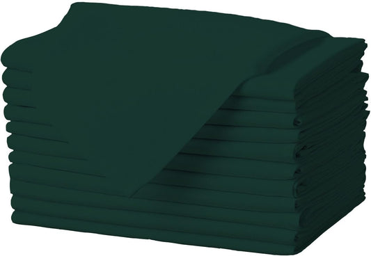 Gee Di Moda Cloth Napkins - 17 x 17 Inch Hunter Green Dinner Napkins - Set of 12 Soft & Absorbent Washable Fabric Cloth Table Napkins with Hemmed Edges for Hotel Restaurant, Holiday Parties & Wedding