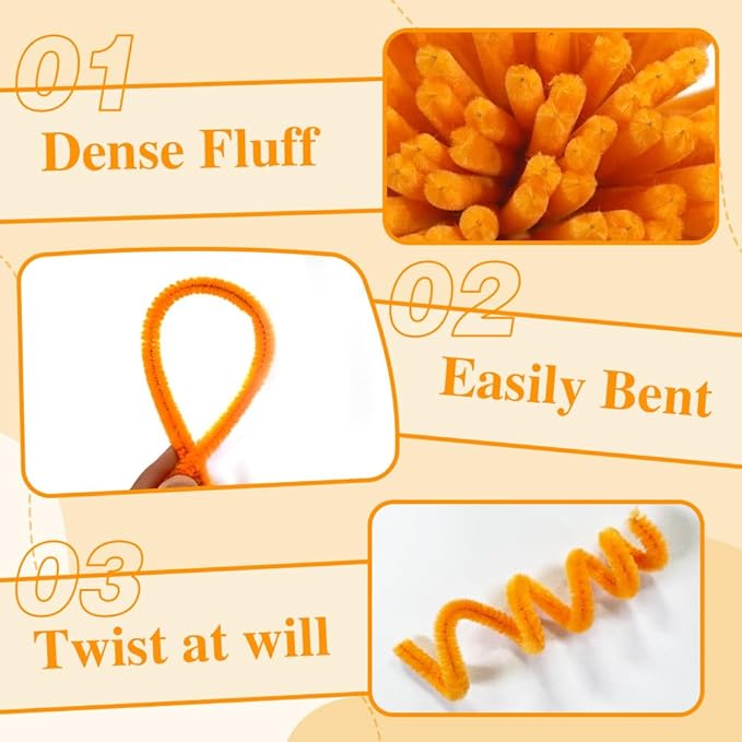 620 Pieces Golden Pipe Cleaners Craft Set, 600 Pcs Chenille Stems with 20 Pcs Flower Stems, for DIY Art and Craft Projects Creative Gift Wrapping Party Decorations(Sunflower Series)