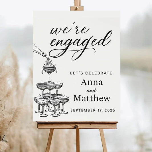 Personalized Engagement Welcome Sign, Engagement Party Sign, Engaged Decor for Couple - She Said Yes!, Decorations, Engaged Welcome, Custom Poster, Canvas, Wooden 2 Layer /7