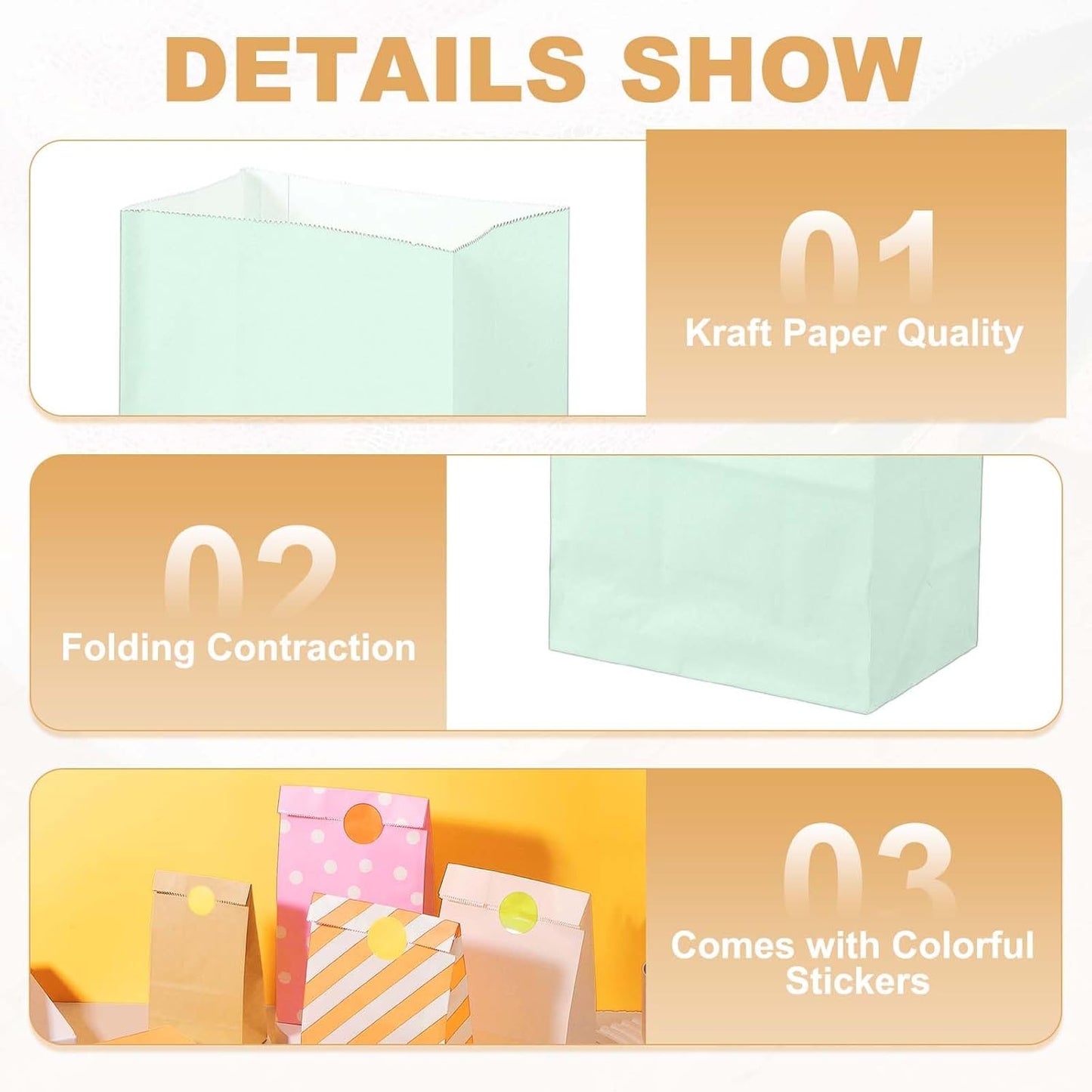 PATIKIL Party Favor Bag, 24 Pcs 5.1x3.1x9.4 Inch Medium Paper Candy Bags Gift Treat Celebration Halloween Goody Birthday Wedding Party with Stickers, Soft Blue