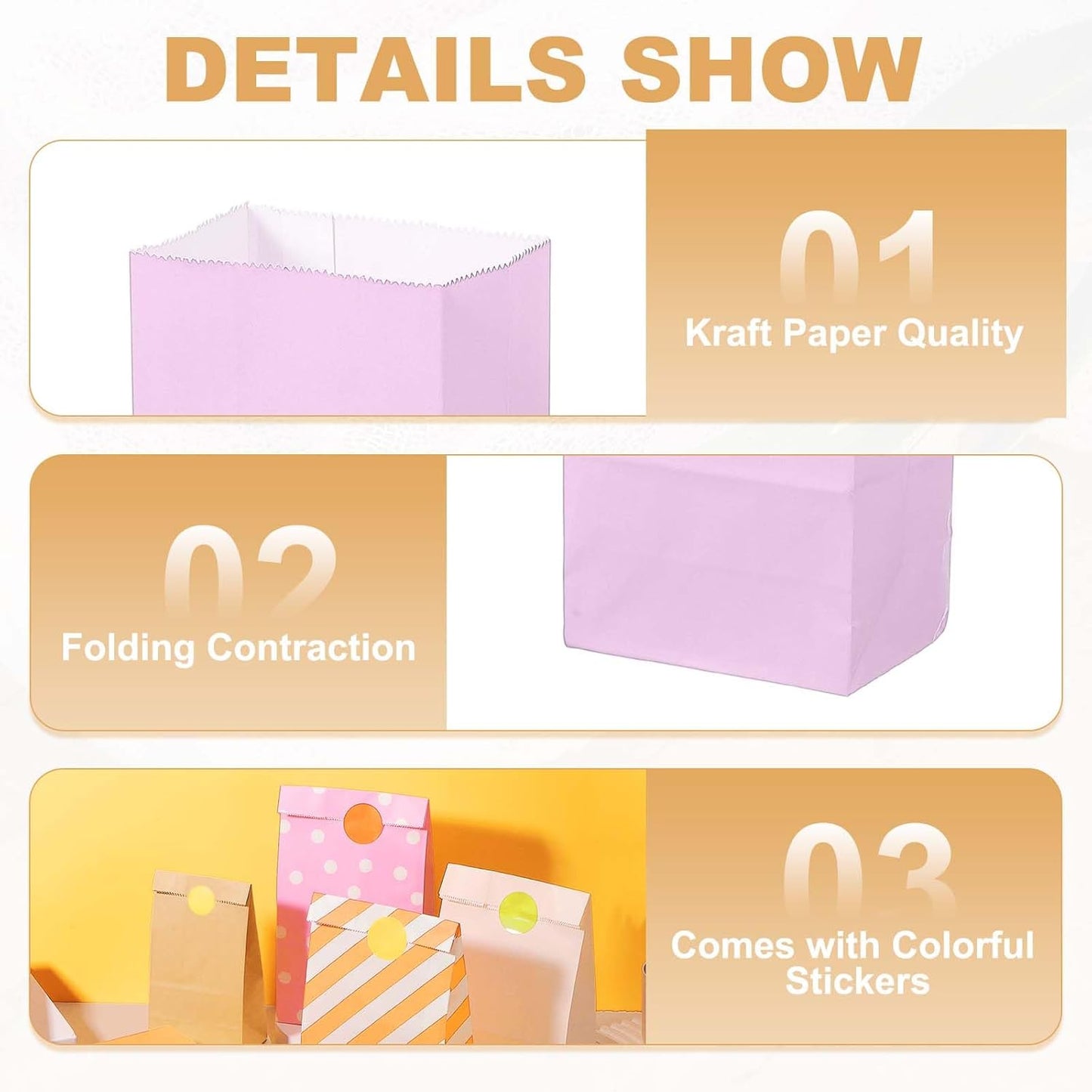 PATIKIL Party Favor Bag, 24 Pcs 3.5x2.4x7.1 Inch Mini Paper Candy Bags Gift Treat Celebration Halloween Goody Birthday Wedding Party with Stickers, Soft Purple