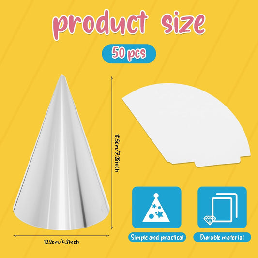 24 PCS Party Cone Hats DIY Birthday Paper Cone Hats for Kids and Adults Birthday, Baby Shower, Bridal Shower