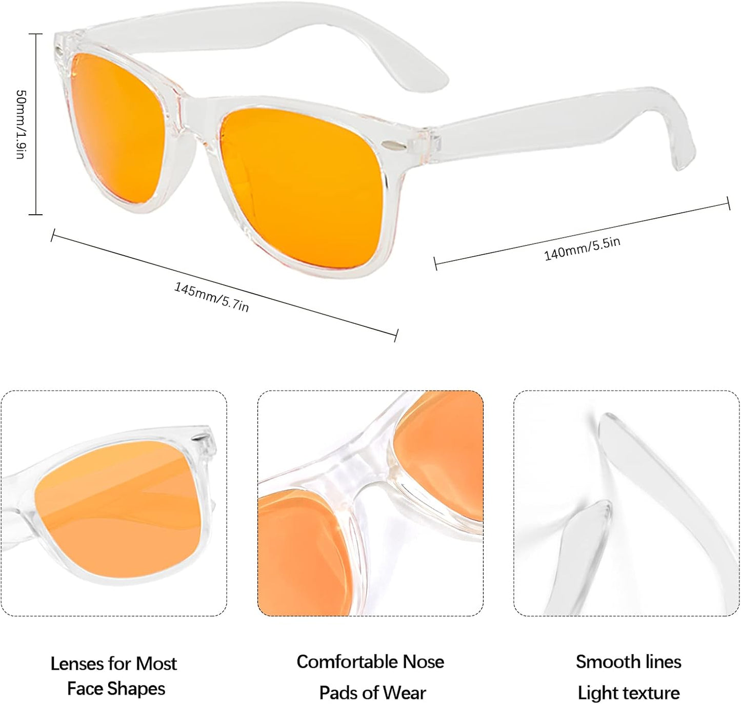 SUNOVELTIES 12/24 Pack Neon Party Sunglasses Mirrored/Jelly Lens Bulk Glasses Horn Rimmed Eyewear for Men Women