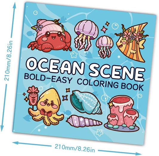 Adorable Coloring Book for Kids Ages 4–8: 40 Unique Single-Sided Pages to Prevent Bleed-Through | Thick Paper for Markers & Crayons | Screen-Free Learning Fun & Family Creative Gift (Ocean Scene)