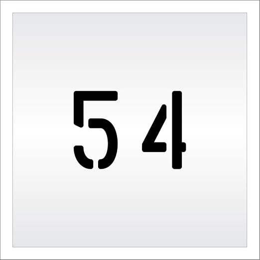 Pavement, Curb, and WheelStop Stencils - 4 inch Double Number Stencil - (54) - 4" x 5.5" x 1/8" (128 mil) - Pro-Grade