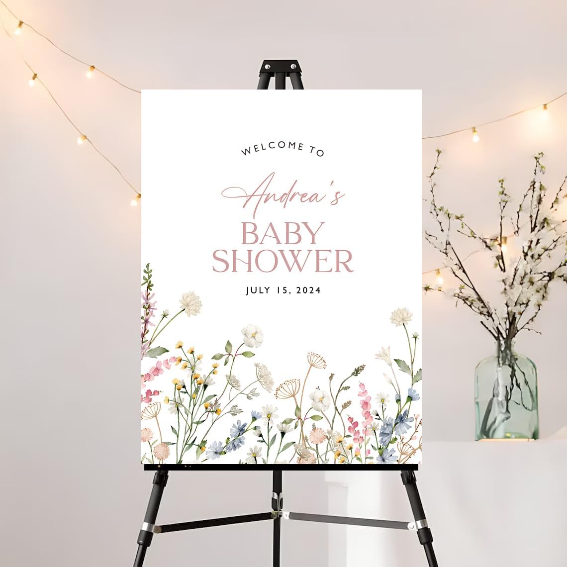 Editable Bloom Baby Shower Signs, Personalized Flowers Welcome Sign to Baby Shower Party, Wildflower Baby Shower Welcome Sign, Printable Spring Garden Baby Shower Sign Decor, Plastic Sign.