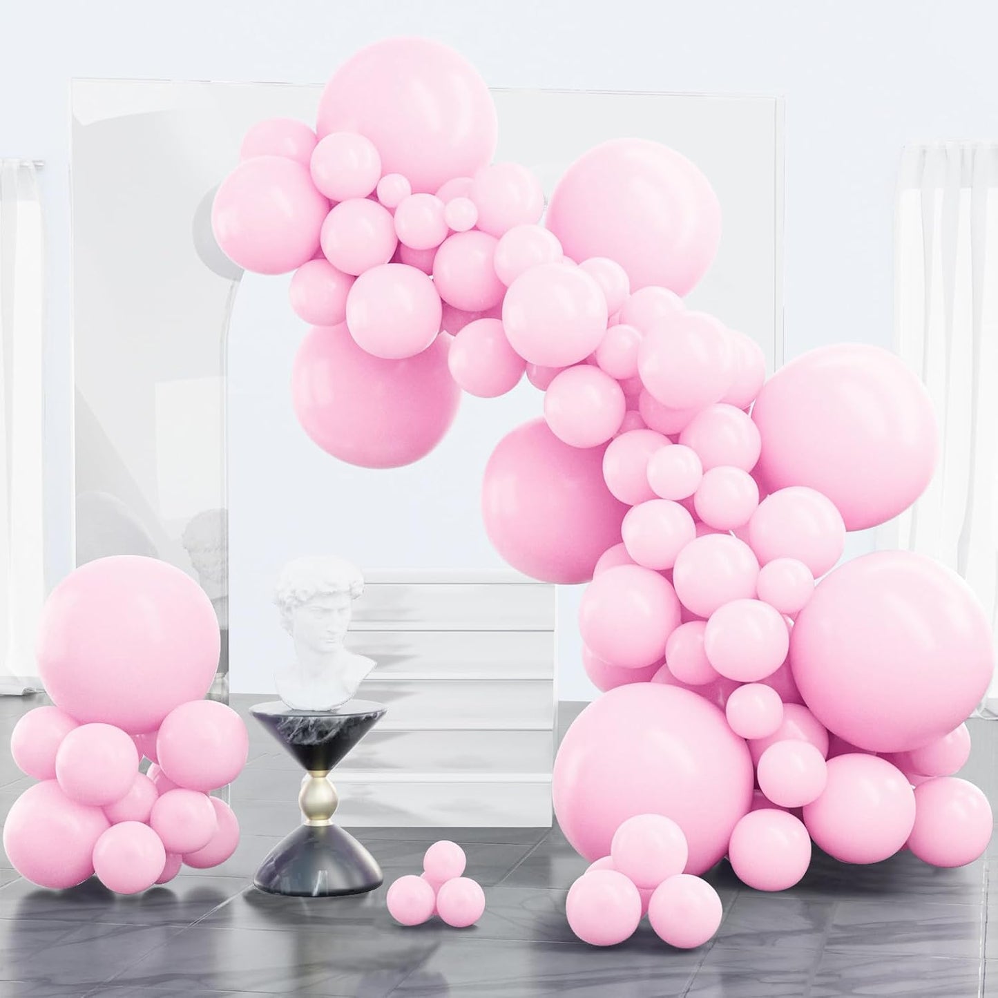 PartyWoo Light Pink Balloons 100 pcs Different Sizes of 18 12 10 5 Inch Pastel Baby Pale Pink Balloon Arch Kit Garland for Baby Shower Valentine's Day Princess Birthday Party Decorations Pink-Q05