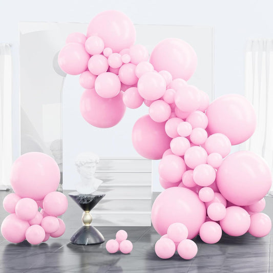 PartyWoo Light Pink Balloons 100 pcs Different Sizes of 18 12 10 5 Inch Pastel Baby Pale Pink Balloon Arch Kit Garland for Baby Shower Valentine's Day Princess Birthday Party Decorations Pink-Q05