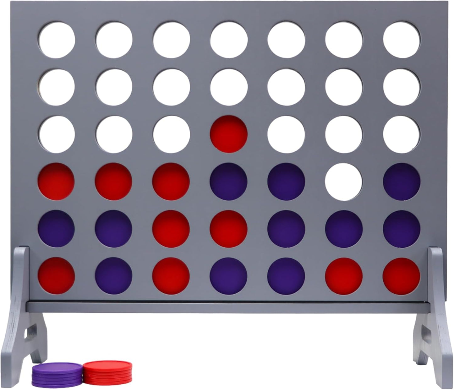 Tailgating Pros Premium Grey Giant Four in a Row with Carrying Case - Jumbo Oversized Outdoor Yard Game - Connect Multiple Pucks in a Row to Win - Many Puck Colors Available!