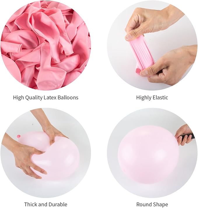 Light Pink Balloons, 140pcs Pastel Pink Pack Party Latex Balloon for Birthday Halloween Holiday Garland as Party Decorations