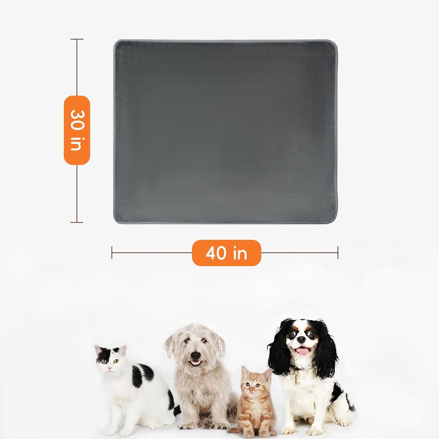 Waterproof Dog Blankets Dark Grey, 30"x40" Cat Blanket for Indoor Cats, Soft Fluffy Sofa Car Bed Protector, Reversible Leakproof Flannel Puppy Blanket for Small Medium Dogs