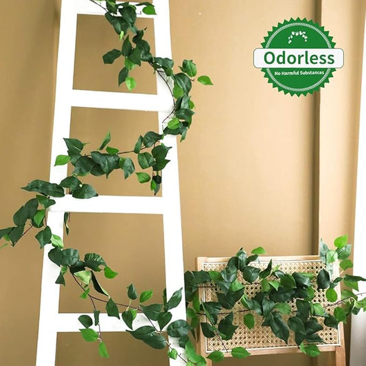 3Pcs Artificial Greenery Ivy Vines Kit, 6FT Odorless Silk Ivy Garland, Green Leaves Fake Hanging Plants, for Boho Decor, Home, Classroom, Wall, Party and Wedding Decoration