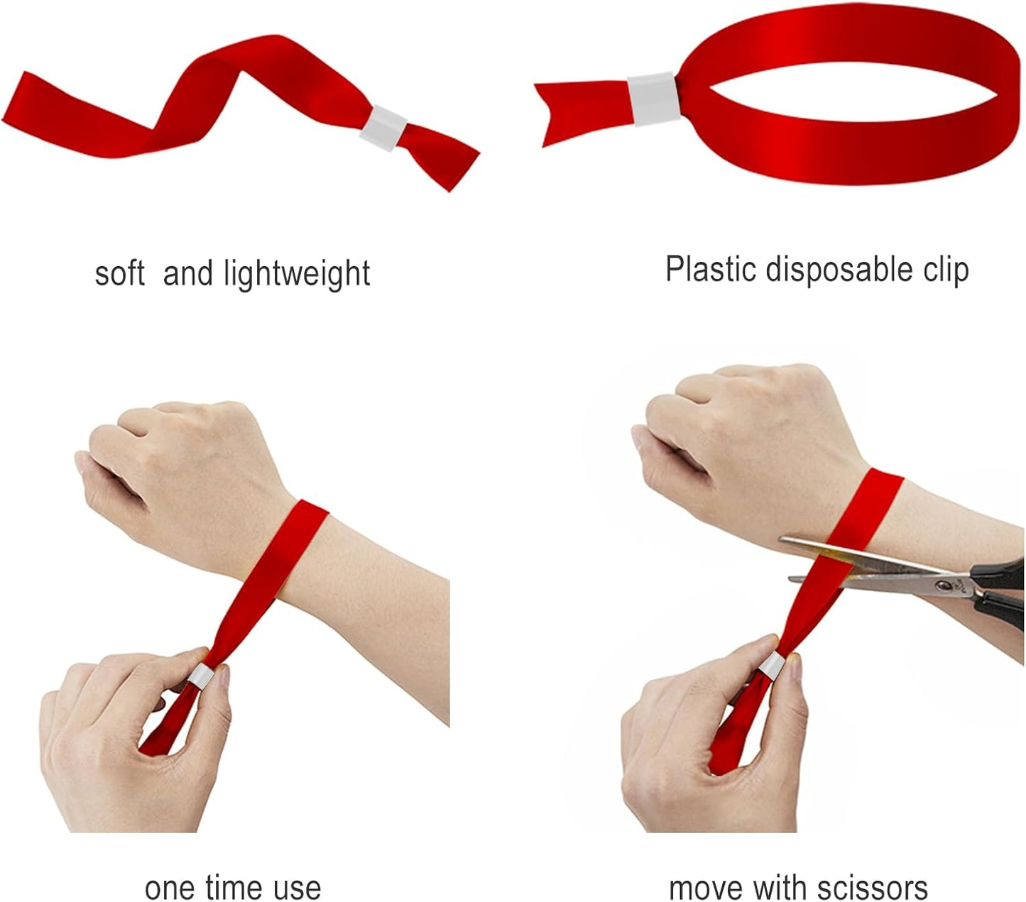 100 Pack Wrist Bands - Red Wristbands for Events,Wristbands for Concerts Festival Admission Party 13.7” x 0.59”