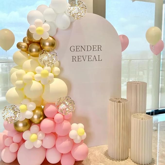 Pink White and Gold Balloon Garland Arch Kit, 167Pcs Latex Balloons Different Sizes Blush Ivory White Champagne Gold for Engagement Baby Shower Birthday Party Decorations