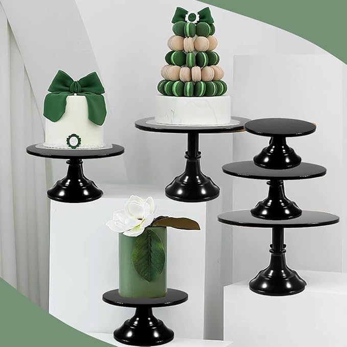 Cashger Cake Stand,7Pcs Round Metal Cake Display Stand 8/10/12Inch Dessert Table Decorations Set Cupcake Holder Party Serving Plate for Baby Shower ,Wedding ,Birthday Party ,Anniversary (Black)